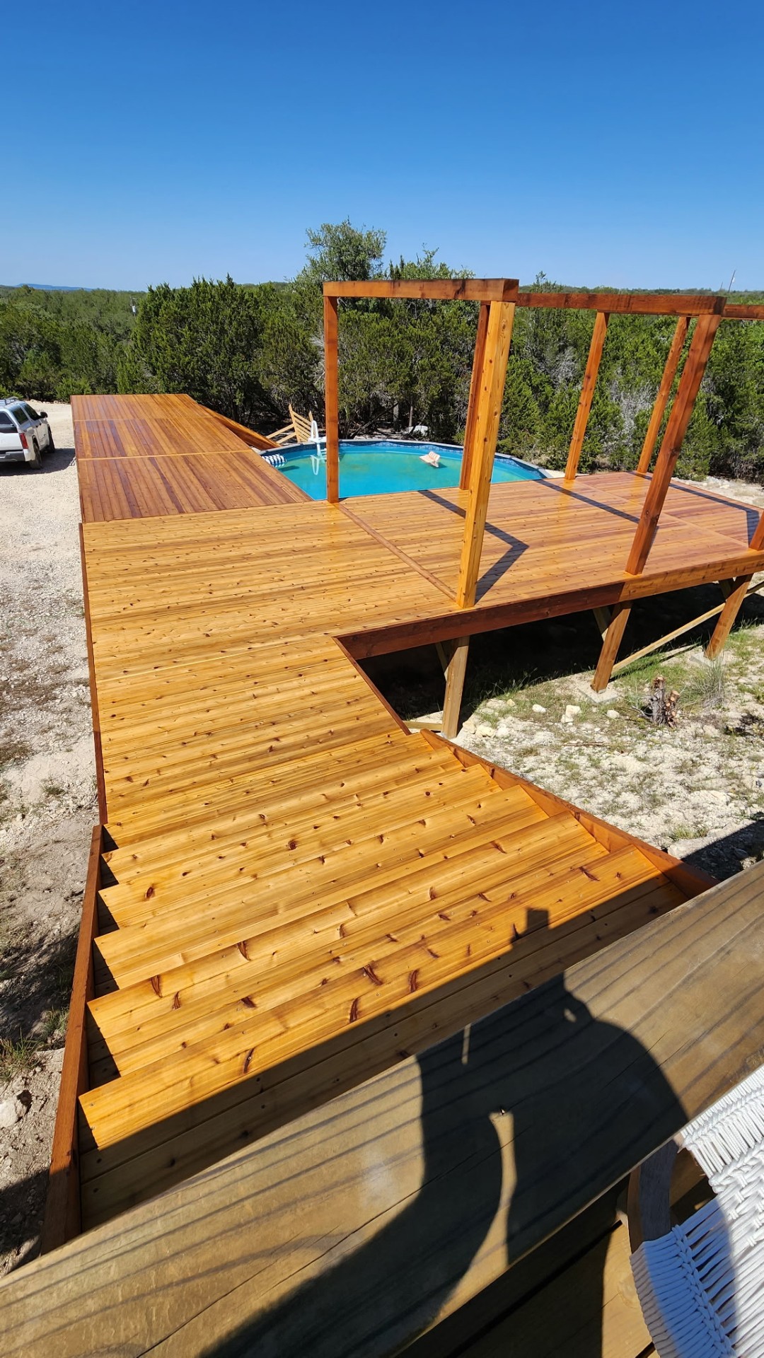 Newly stained cedar fence